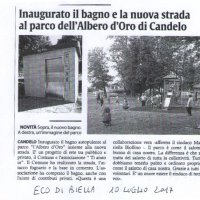 Inaugurato il bagno e la nuova strada al parco dell'Albero d'Oro di Candelo da Eco di Biella del 10/07/2017,,